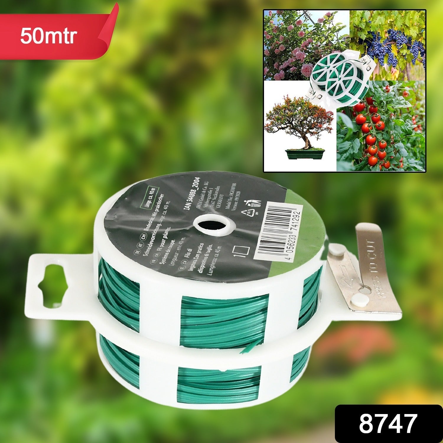 Garden Wire, Sturdy Plant Ties for Support, Garden Ties with Cutter for Tomatoes Vines, Plant Wire Tie Wire for Indoor, Outdoor, Home and Office Use (50 Mtr) Garden Wire, Sturdy Plant Ties for Support, Garden Ties with Cutter for Tomatoes Vines, Plant Wire Tie Wire for Indoor, Outdoor, Home and Office Use (50 Mtr)